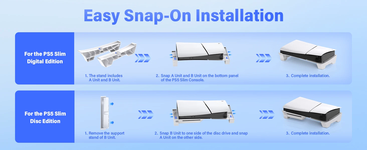 Horizontal Stand for PS5 Slim/Pro Games Console Anti-slip Cooling Base Bracket for PlayStation 5 Slim Console Game Accessories