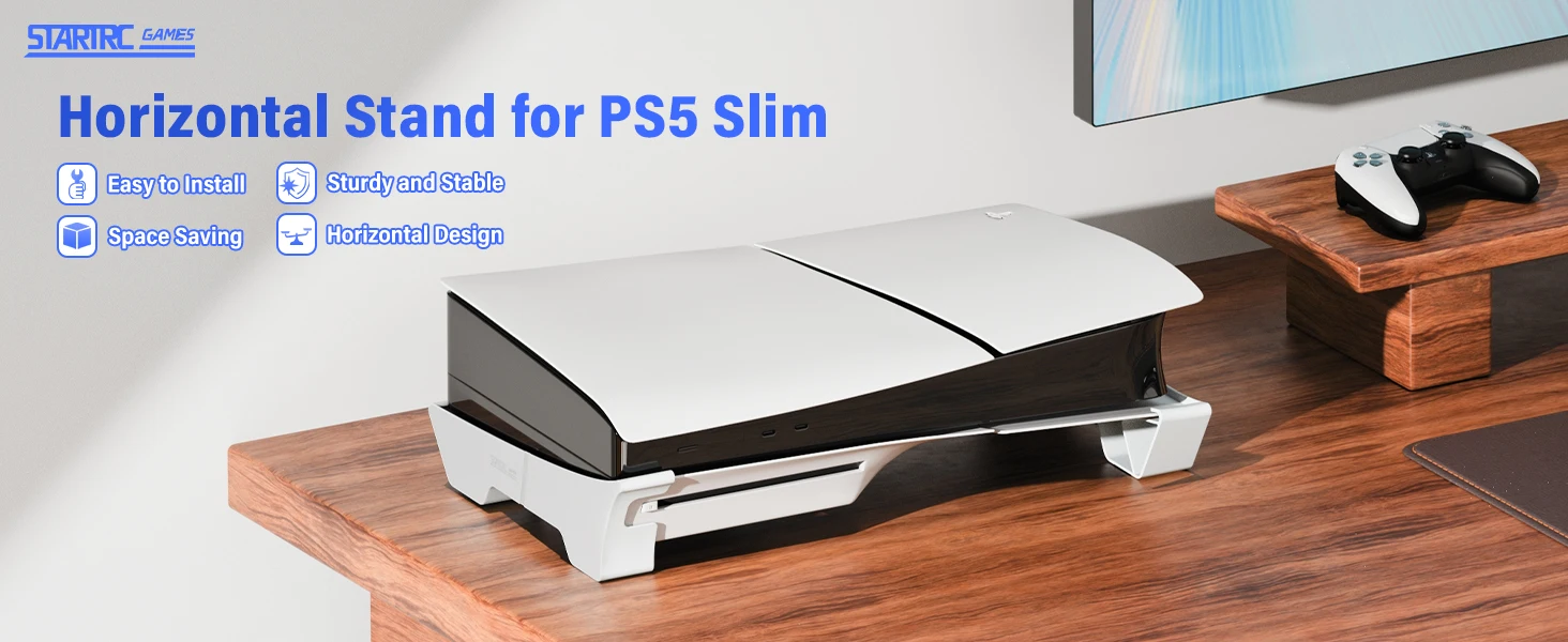 Horizontal Stand for PS5 Slim/Pro Games Console Anti-slip Cooling Base Bracket for PlayStation 5 Slim Console Game Accessories
