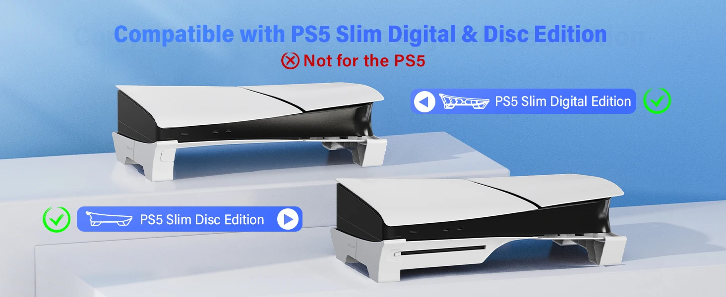 Horizontal Stand Compatible with PS5 Pro/PS5 Slim Console Base Stand Accessories for PlayStation 5 Slim/Pro Disc/Digital Edition