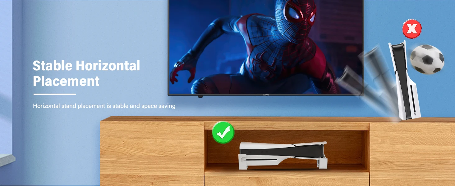 Horizontal Stand Compatible with PS5 Pro/PS5 Slim Console Base Stand Accessories for PlayStation 5 Slim/Pro Disc/Digital Edition