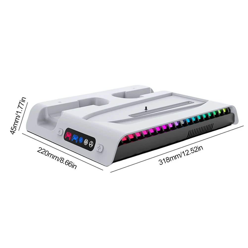 For PS5 Slim Stand Cooling Station With RGB Light Cooling Fan Dual Controllers Charger For PS5 Slim Console Digital&Disc Edition - Image 6