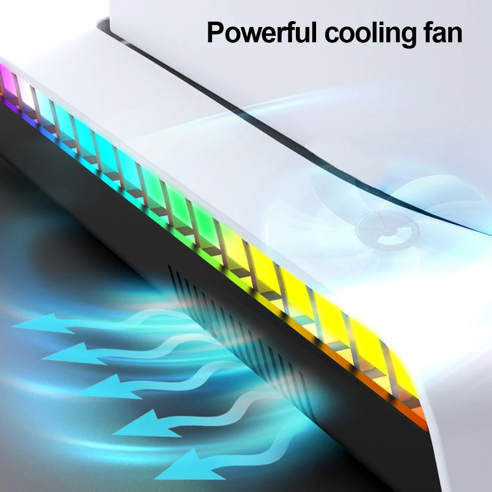 For PS5 Slim Stand Cooling Station With RGB Light Cooling Fan Dual Controllers Charger For PS5 Slim Console Digital&Disc Edition - Image 3