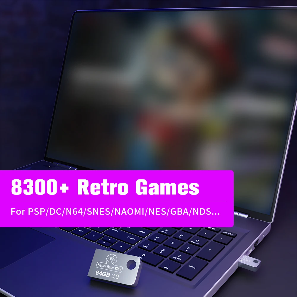 64G USB Game Stick With 8300+ Retro Games For PSP/N64/SNES/NES/DS/Gameboy For Windows PC&Handheld Retro Game Console USB Stick - Image 2