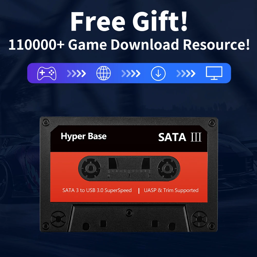 Portable External 500G HDD Batocera Game Console with 48000+Games For PS3/PS2/PS1/Wii/WiiU/DC/N64/MAME/SS for Windows PC/Laptop