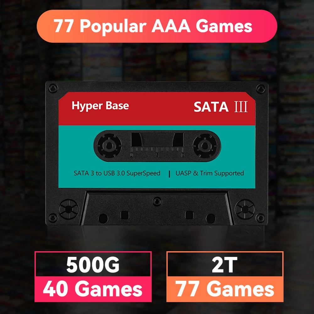 Playnite System500G External Game Hard Drive with 44 AAA Games for PS4/PS3/PS2/XBOX/WiiU/Wii Plug&Play Gaming HDD For Windows PC