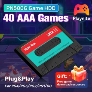 Playnite System500G External Game Hard Drive with 44 AAA Games for PS4/PS3/PS2/XBOX/WiiU/Wii Plug&Play Gaming HDD For Windows PC