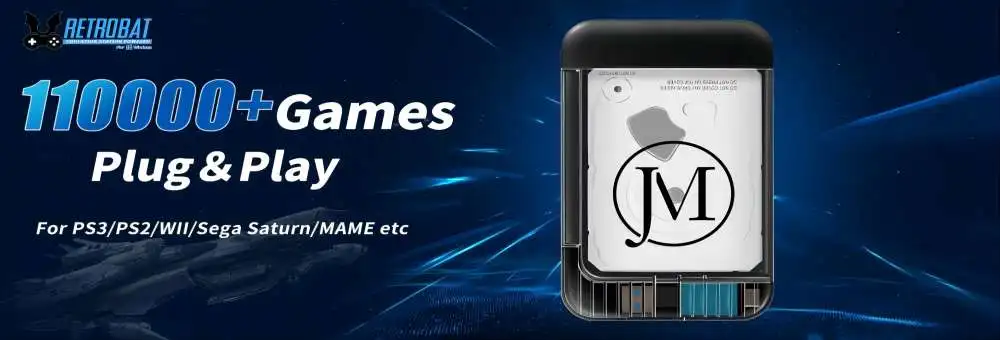 Retrobat＆Playnite System HDD Retro Game Console for PS3/PS2/WIIU/WII/Switch/MAME 50+Emulators 38293 Games＆42 AAA PC Games for PC