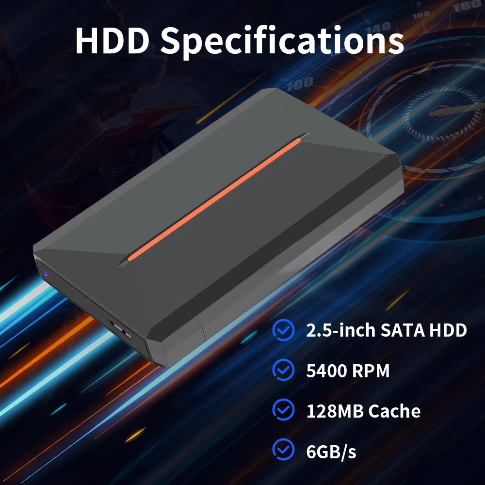 Lbox 500GB Video Game Hard Drive with 3700+ PC/3D Games Retro Game Console for PS4/PS3/PS2/PS1/Wii/Wiiu/N64/DC For Win PC/Laptop