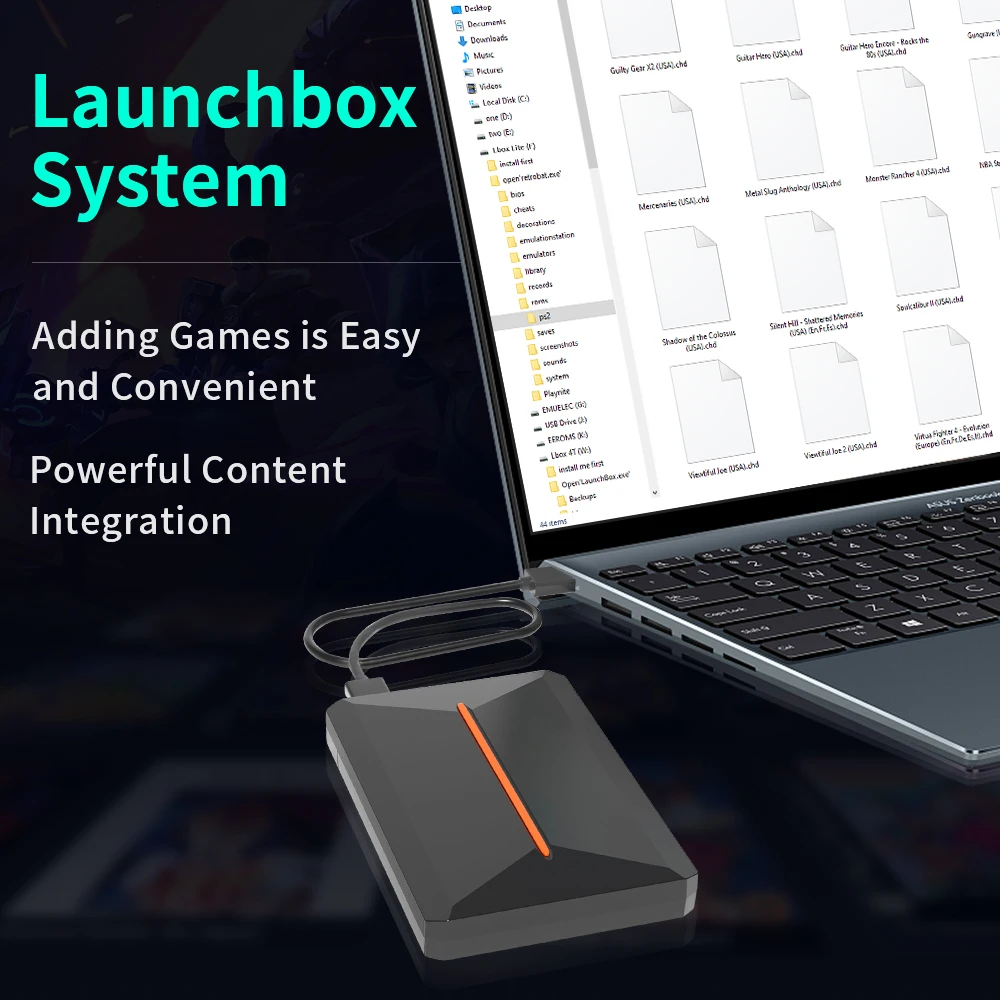 Lbox 500GB Video Game Hard Drive with 3700+ PC/3D Games Retro Game Console for PS4/PS3/PS2/PS1/Wii/Wiiu/N64/DC For Win PC/Laptop