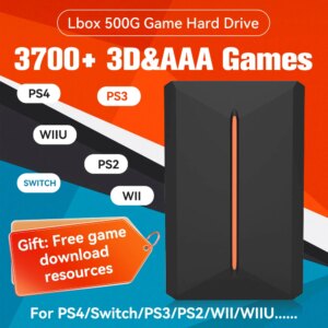 Launchbox 500G Gaming HDD For PS4/PS3/Switch/PS2/WII/WIIU Emulator Game Consoles Built-in 3700 3D/AAA Games For Win PC Plug&Play