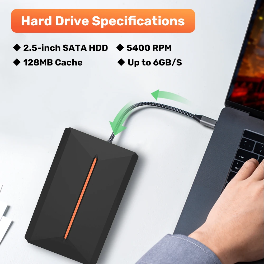 Launchbox 500G Gaming HDD For PS4/PS3/Switch/PS2/WII/WIIU Emulator Game Consoles Built-in 3700 3D/AAA Games For Win PC Plug&Play