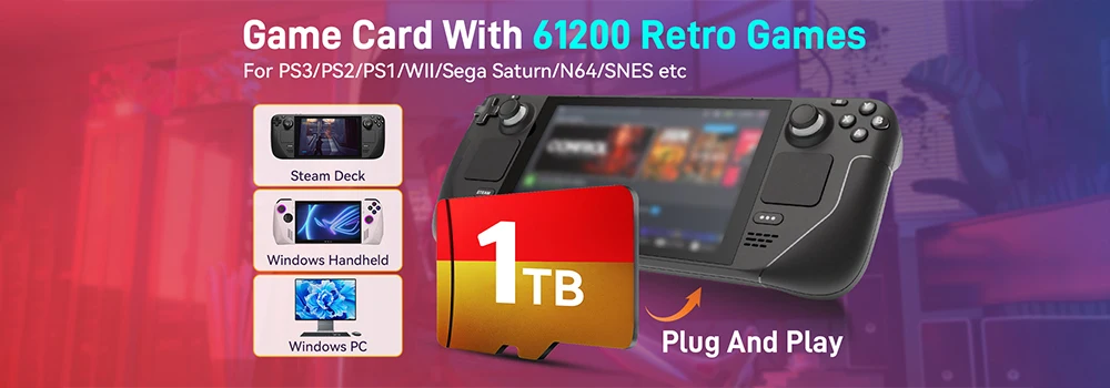 64G USB Game Stick With 8300+Retro Games For PSP/N64/SNES/NES/Gameboy/Dreamcast/DS For Windows PC&Handheld Retrobat Game Console