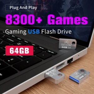 64G USB Game Stick With 8300+Retro Games For PSP/N64/SNES/NES/Gameboy/Dreamcast/DS For Windows PC&Handheld Retrobat Game Console