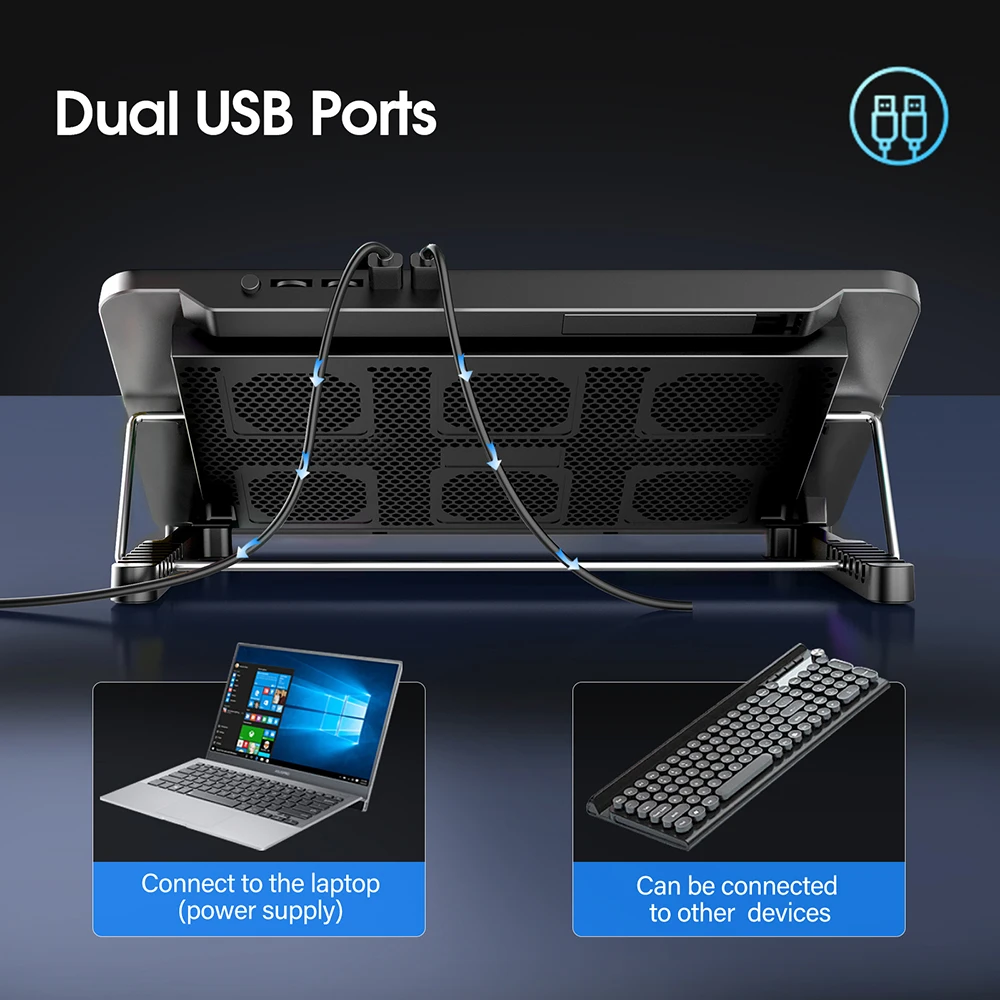 Coolcold 15.6-17.3inch Laptop Cooling Pad with 6 Quiet Fans,7 Height Wind Speed Adjustable,Laptop Cooer With Mobile Phone holder Coolcold 15.6-17.3inch Laptop Cooling Pad with 6 Quiet Fans,7 Height Wind Speed Adjustable,Laptop Cooer With Mobile Phone holder