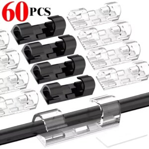 5-60pcs Transparent Cable Organizer Clips Cord Holder Self Adhesive Wire Manager for Home Office Car Data Line Protector Hook