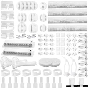 313PCS Cable Management 4Cable Sleeve Split 35Cable Clips 12Cord Holder 22Cable Ties 30Adhesive Cord Mount 200Fasten Cable Tie