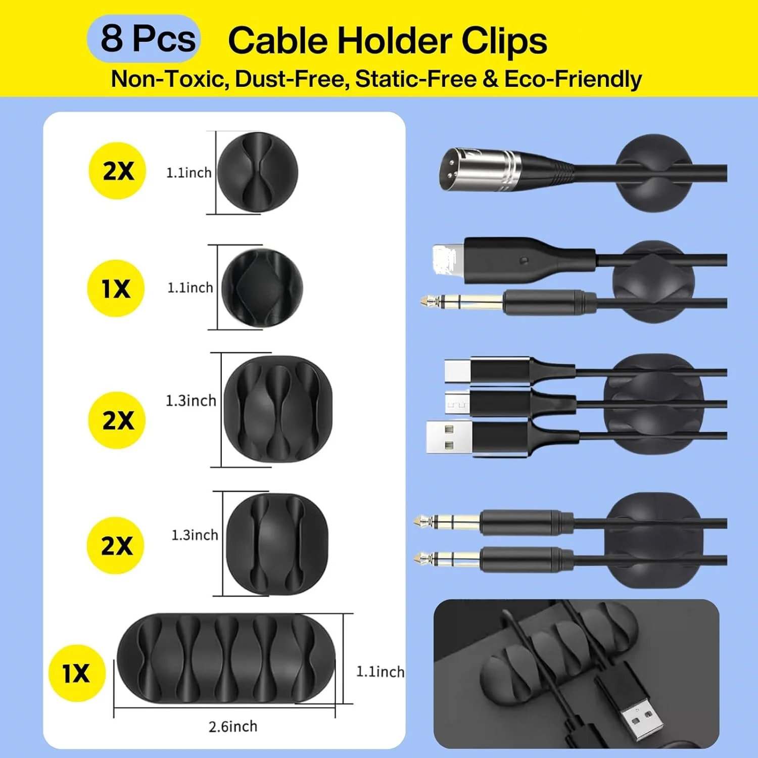 313PCS Cable Management 4Cable Sleeve Split 35Cable Clips 12Cord Holder 22Cable Ties 30Adhesive Cord Mount 200Fasten Cable Tie