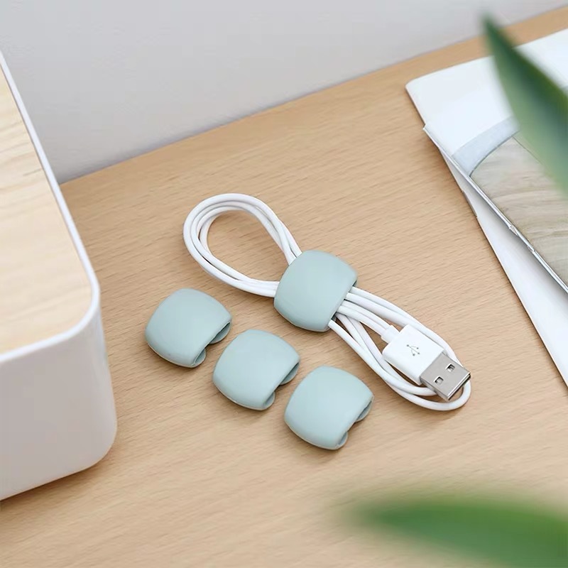 10Pcs/lot Simple Cable Winder Desk Tidy Organiser Wire Cord USB Charger Cord Holder Cable Clip