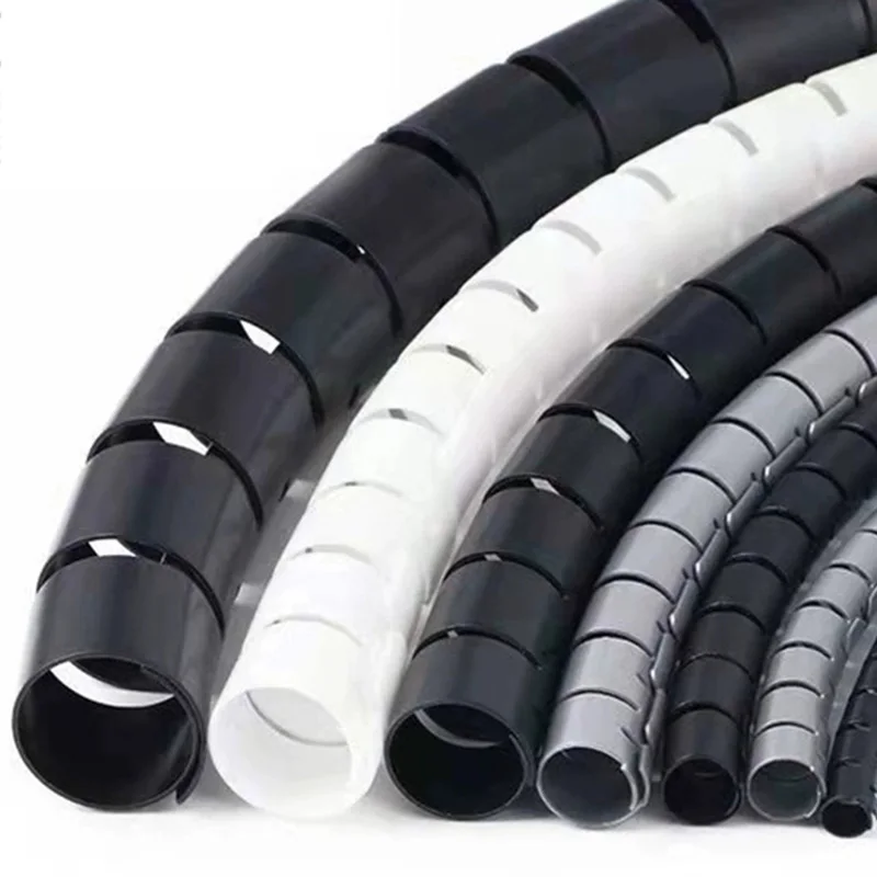 2m 8/10/16/22mm Cable Cover Protector Wire Desk Organizer Computer Cord Protective Bite Tube Clip Management Tools Spiral Winder