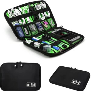 Waterproof Nylon Storage Bag Outdoor Travel Bag USB Data Cable Storage Case Camping Hiking Organizer Bag Electronic Accessories